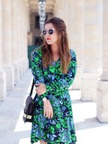 Green floral dress – Elodie in Paris