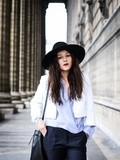 White & blue outfit – Elodie in Paris