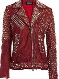 Obsession : Red & Studded Leather Jacket