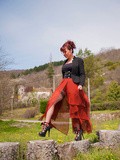 Jupe fendue sur bas couture