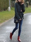 Striped top & Red booties