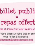 Aidons les restos du coeur: 1 billet publié = 10 repas offerts