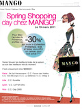 Aujourd'hui journée Shopping de printemps chez Mango à -30%