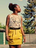 The Skull Lace Top & the  little yellow skirt