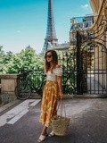 Jupe Jaune & Panier en osier vintage – Elodie in Paris