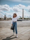 Stradivarius Denim & White Shirt look – Elodie in Paris