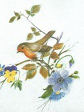 Motif de soie à peindre : l'oiseau et la pensée