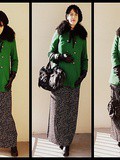 Manteau vert Topshop - Jupe longue Claudie Pierlot - Boots Janet & Janet