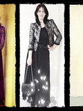 Veste argentée Comptoir des Cotonniers - Jupe longue plissée Zara - Top étoiles Kookaï