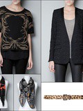 Zara : veste guipure, top clous dorés, ceinture léo, foulard papillons,
