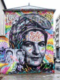 Sunday Street Art : Jo Di Bona, Simone Veil en Marianne - quai de la Loire - Paris 19