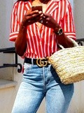 Denim and red stripes